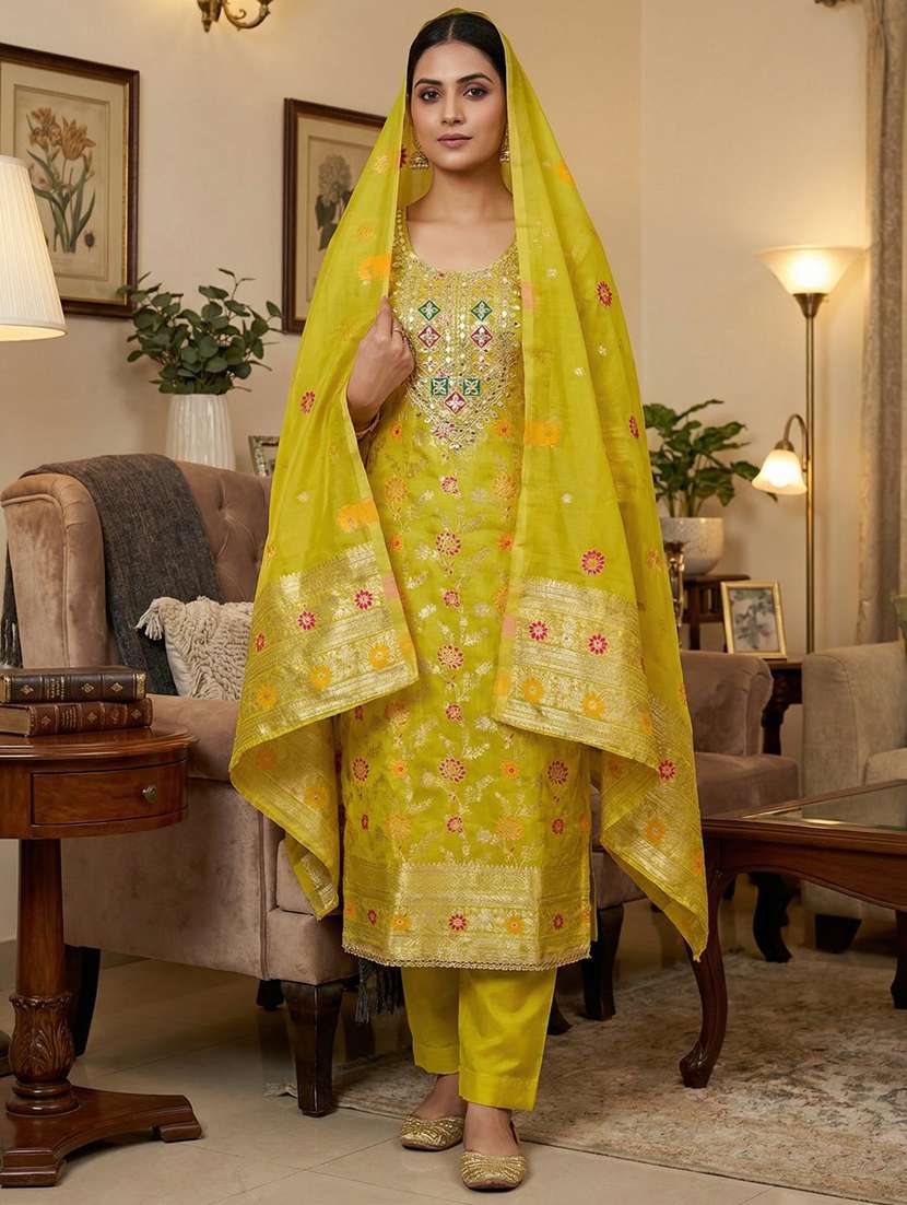 women self design unstitched suit set