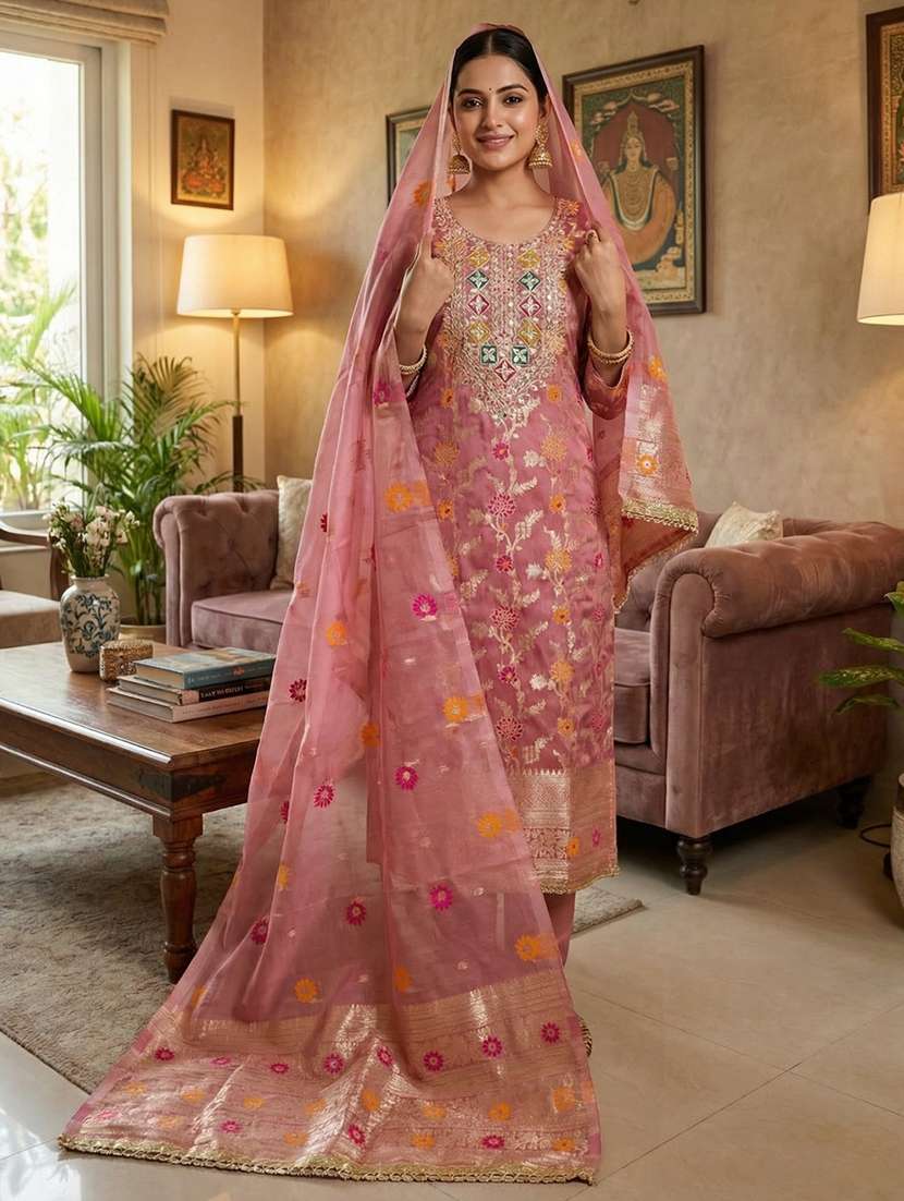women self design unstitched suit set