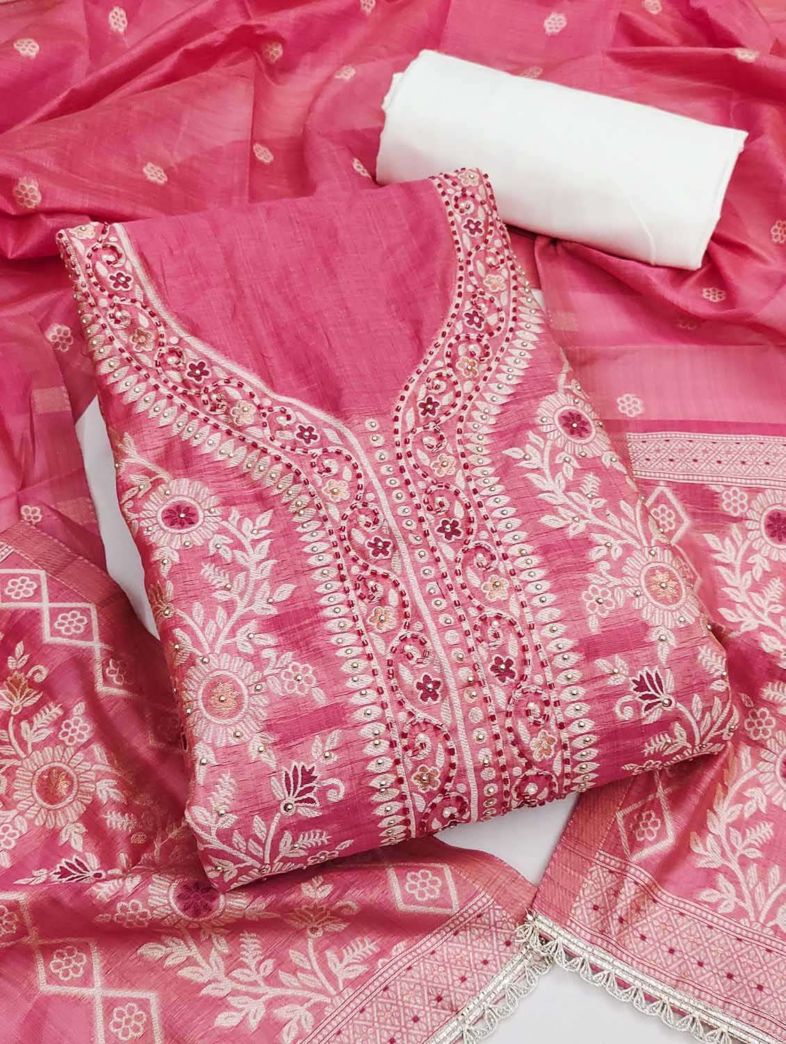 women self design unstitched suit set