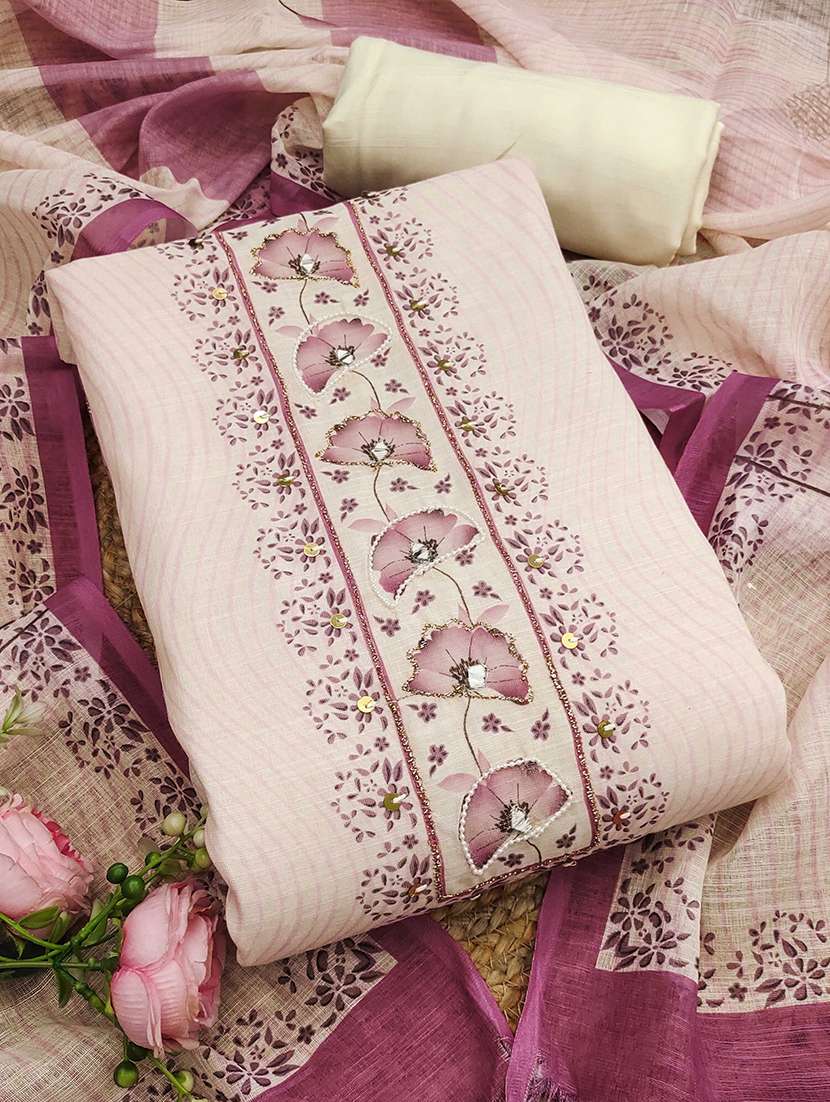 women printed unstitched suit set