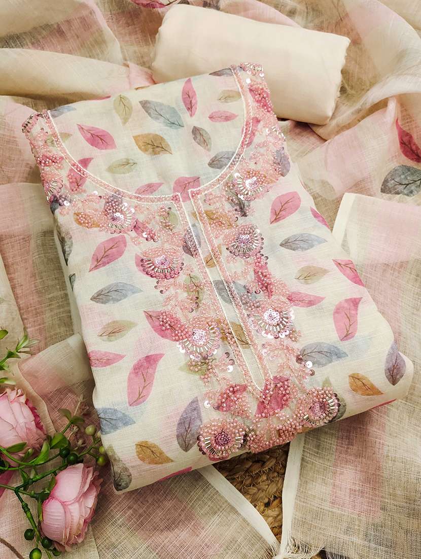 women printed unstitched suit set