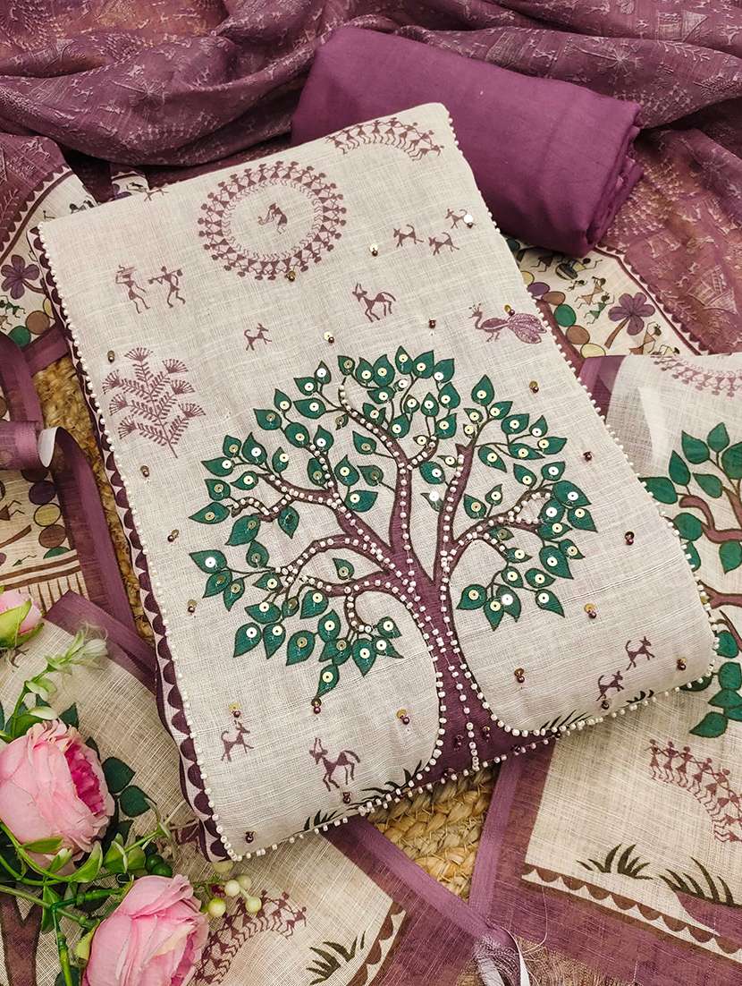 women printed unstitched suit set