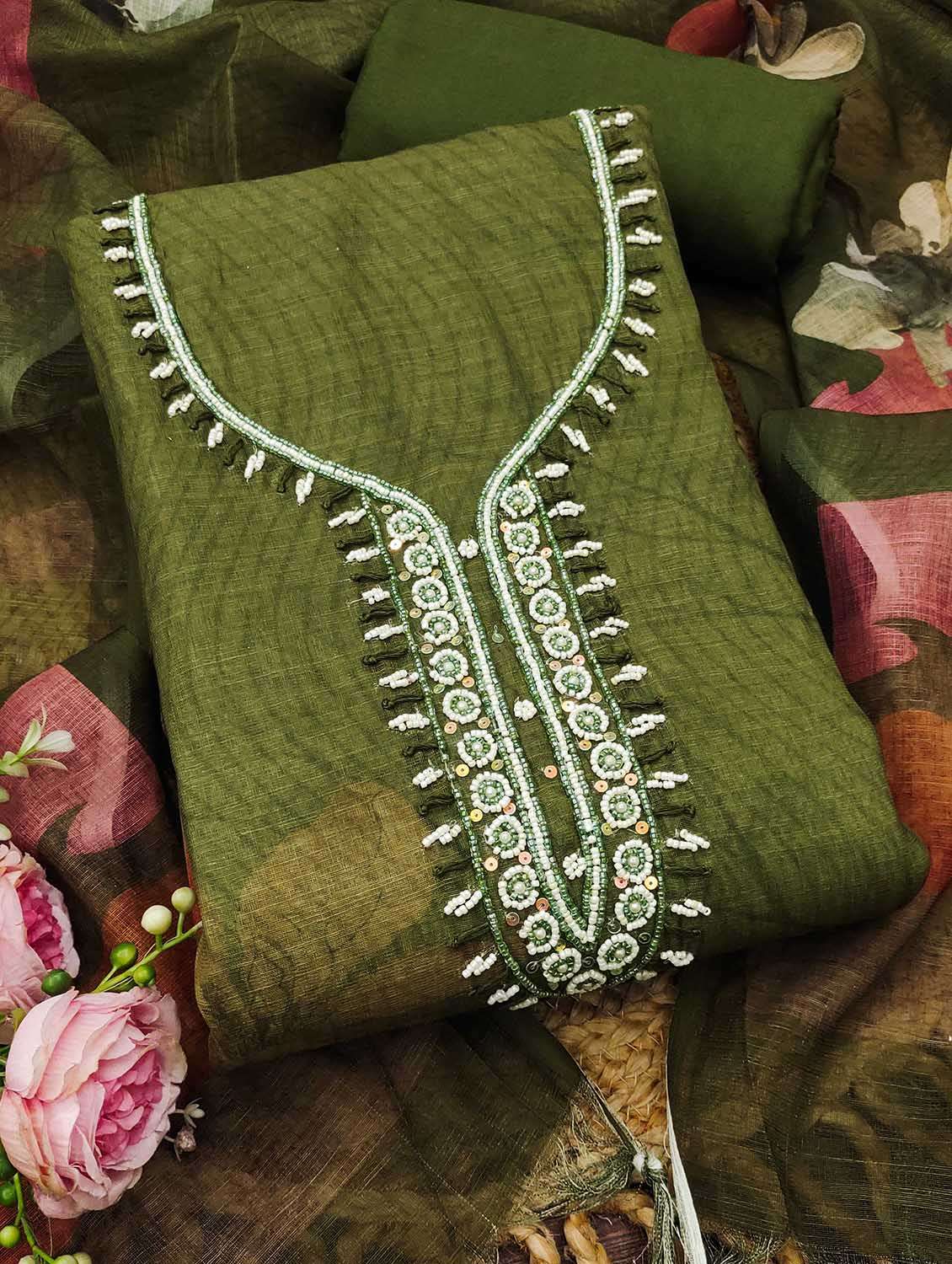 women printed unstitched suit set
