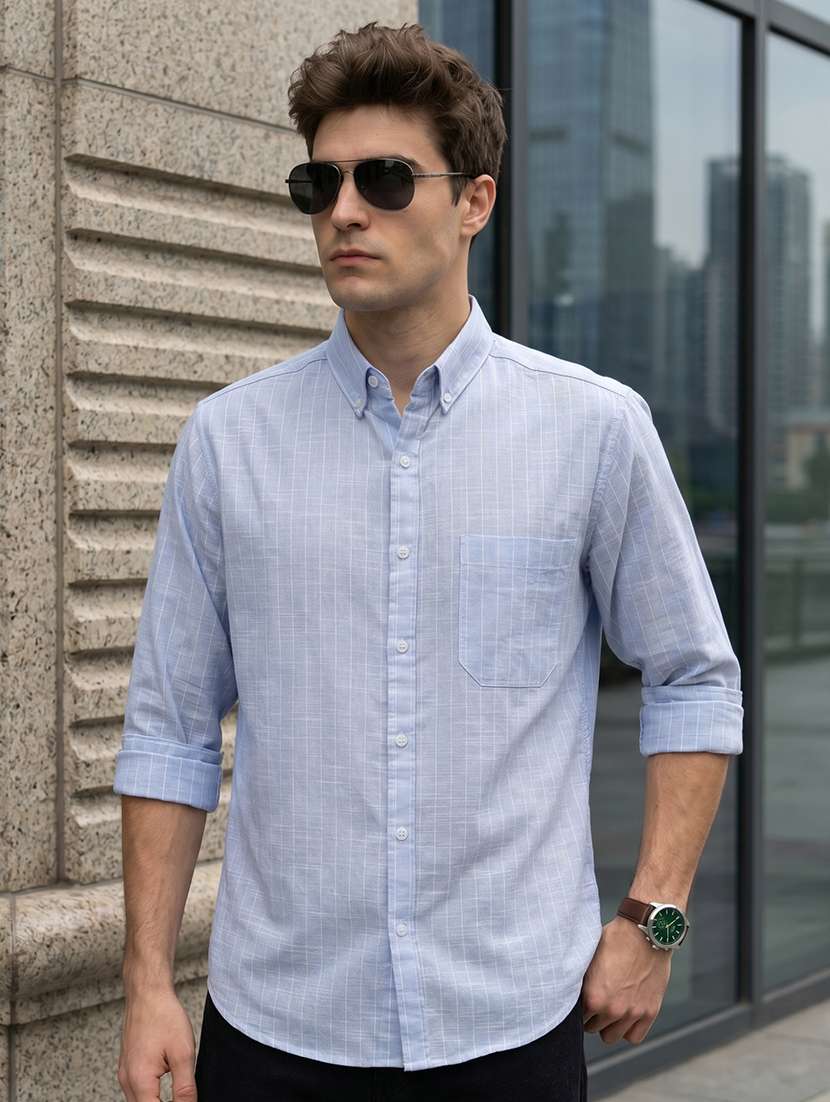 men printed long sleeves regular fit shirt