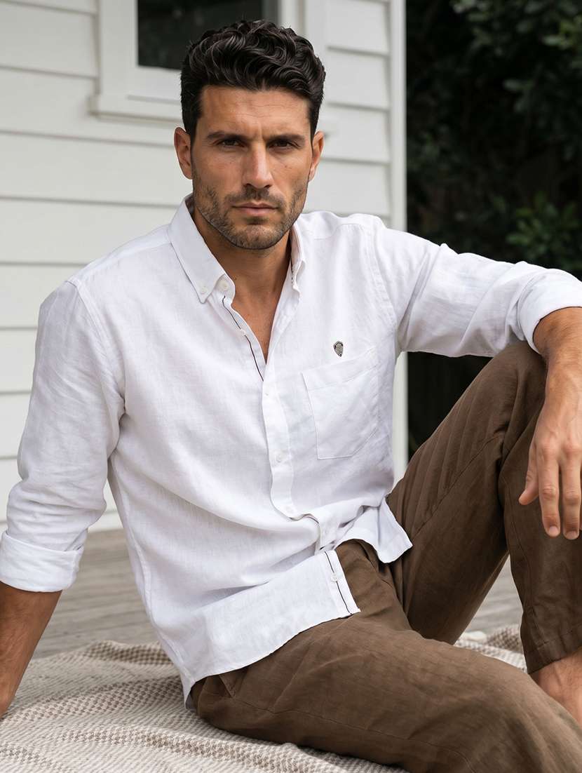 men solid long sleeves regular fit shirt