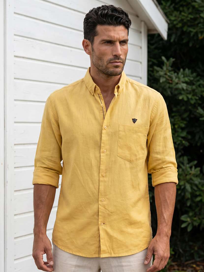 men solid long sleeves regular fit shirt