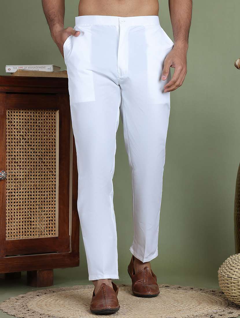 men solid mid rise ethnic bottom wear pyjama