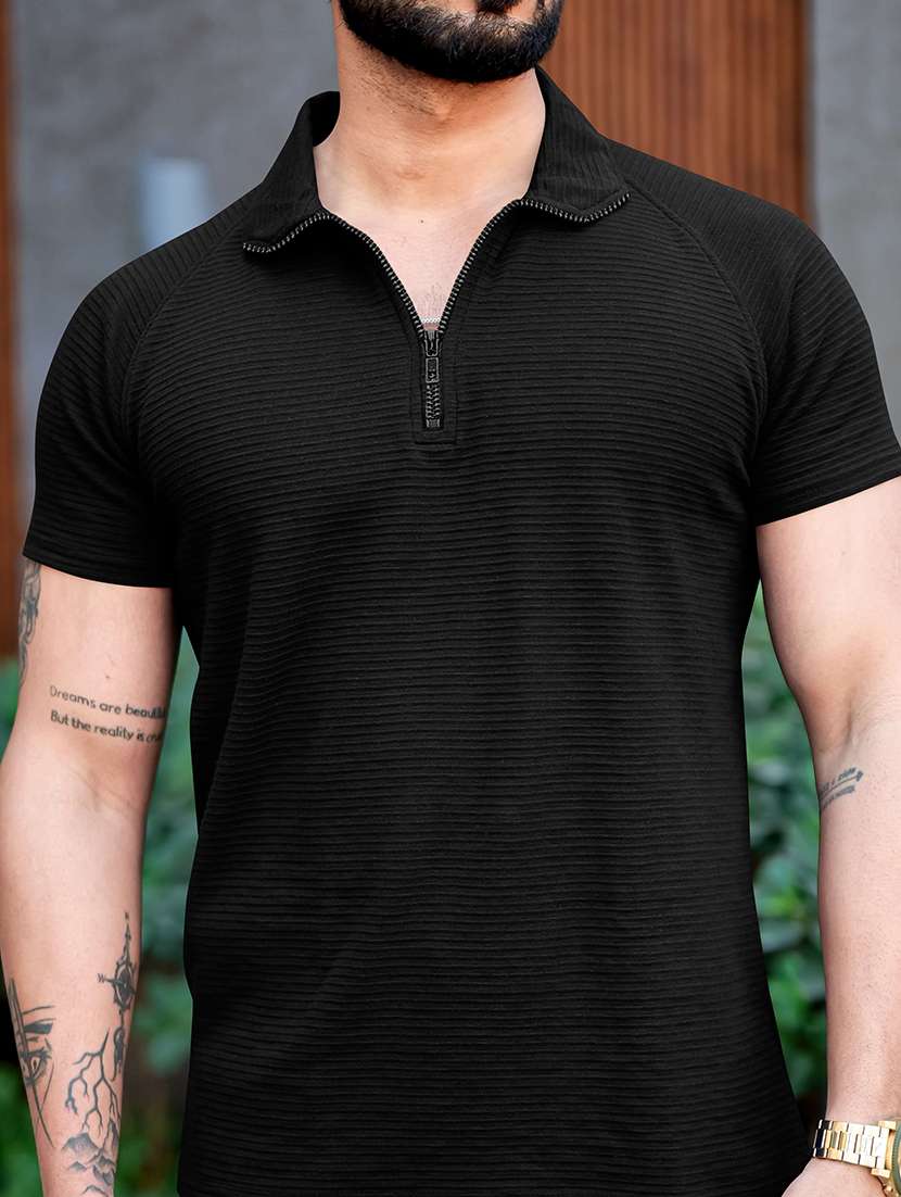 men textured raglan sleeve regular fit polo t-shirt - 22597634 -  Standard Image - 3