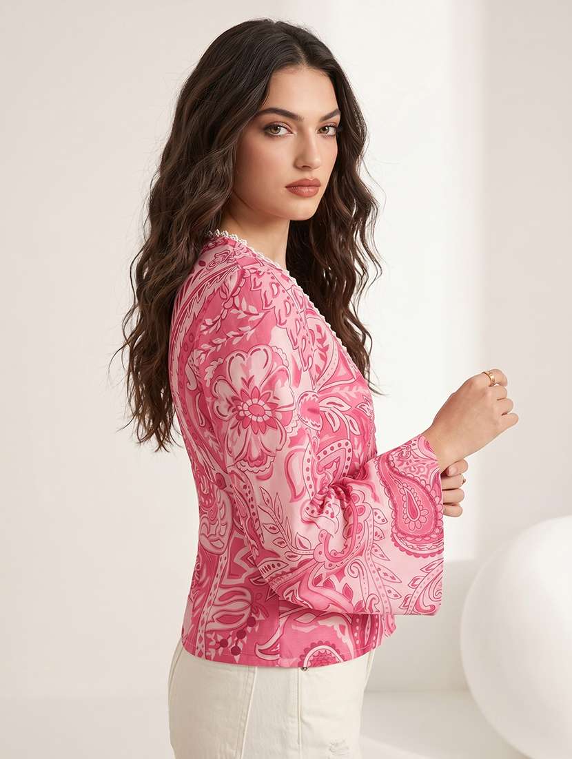 women printed long sleeves regular top - 22597752 -  Standard Image - 3