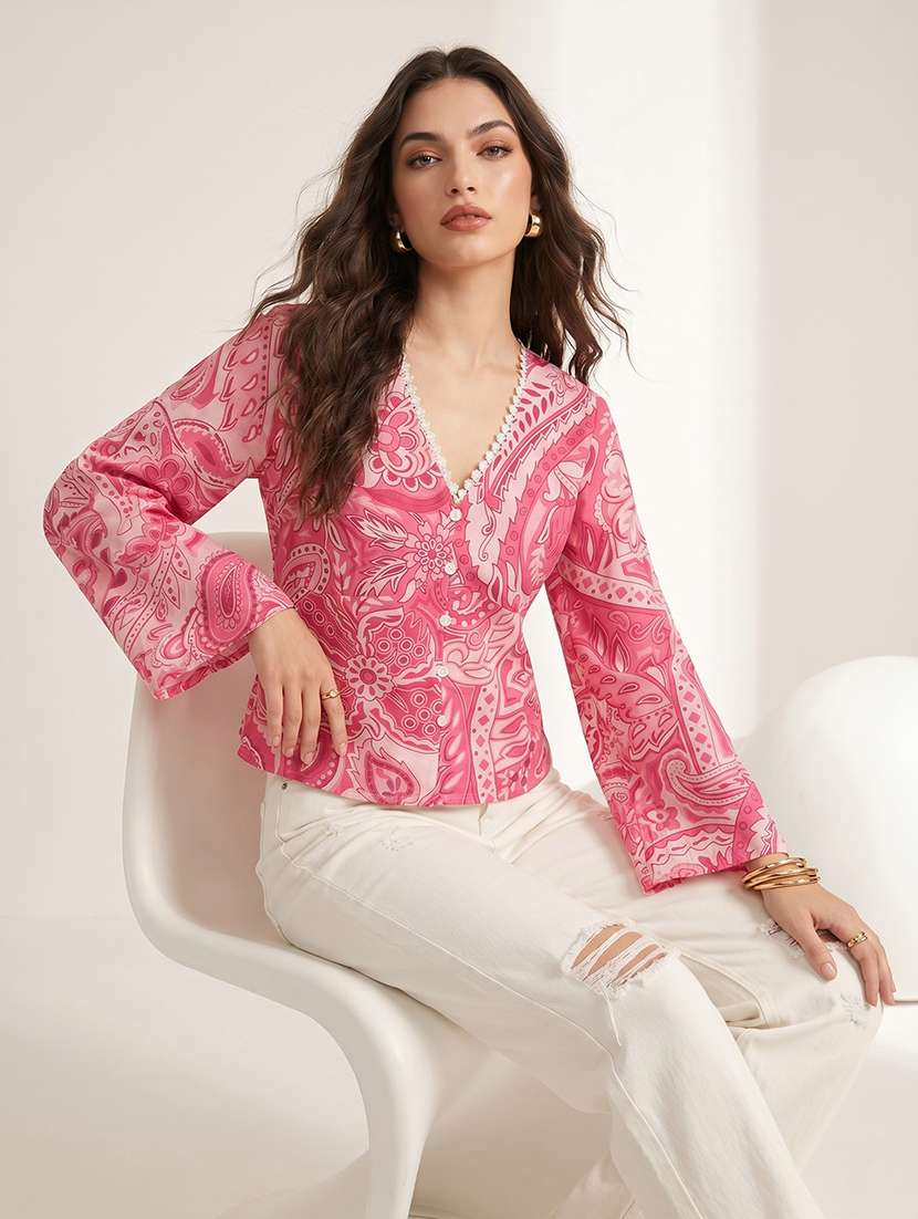 women printed long sleeves regular top - 22597752 -  Standard Image - 5