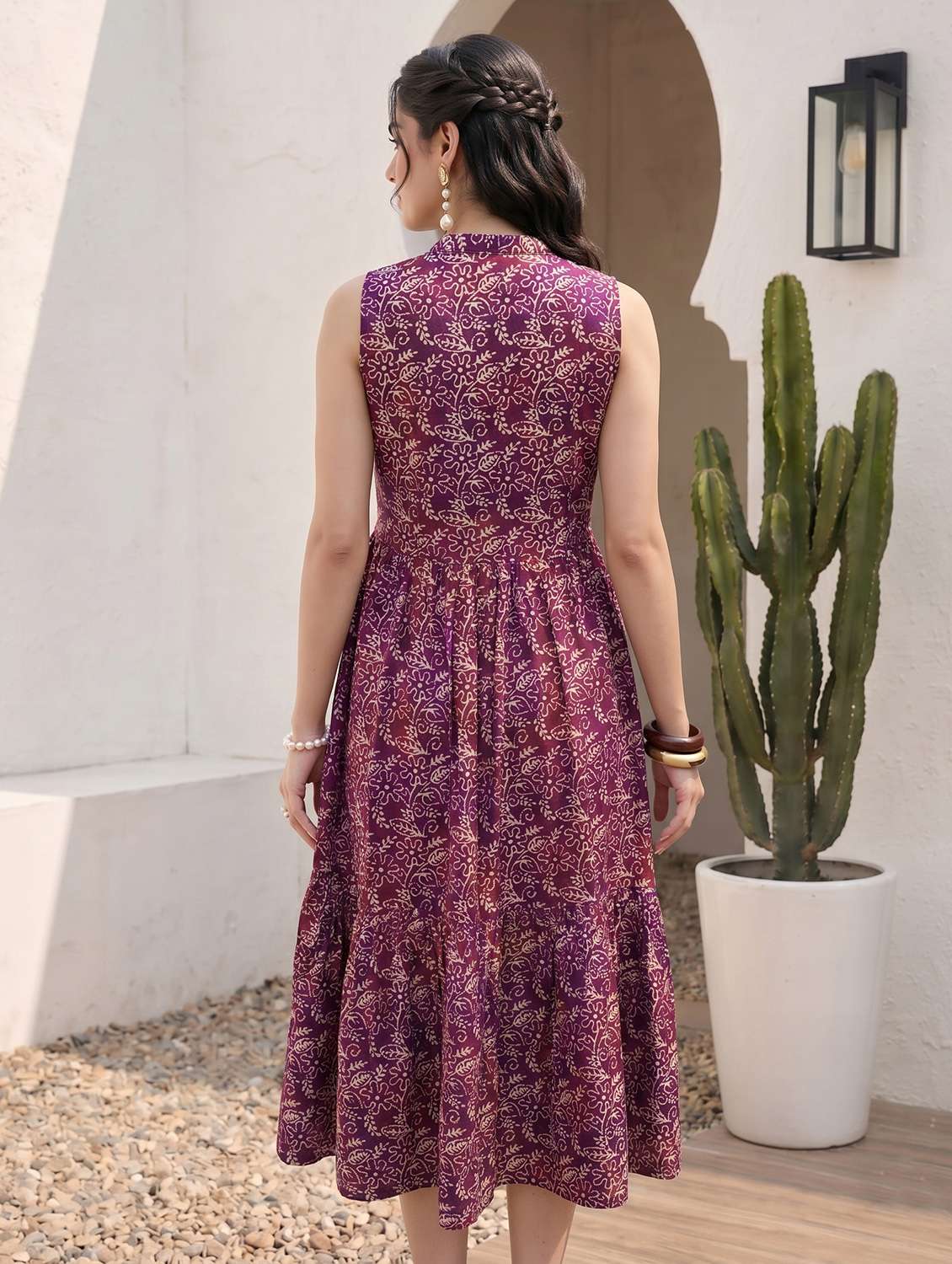 women printed sleeveless tiered dress - 22597796 -  Standard Image - 3