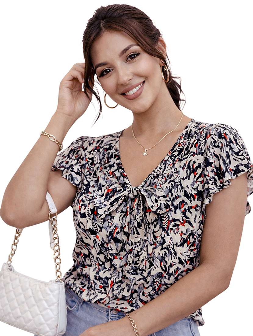 women printed short sleeves regular top