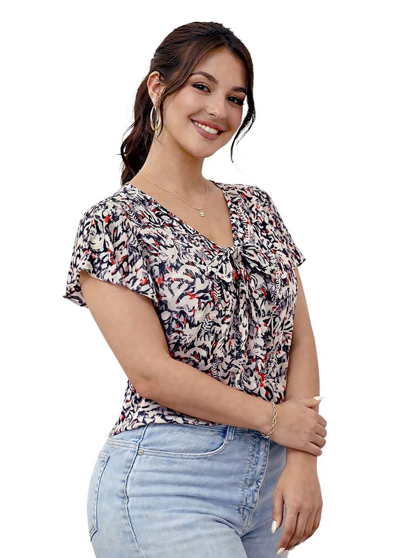 women printed short sleeves regular top - 22597803 -  Standard Image - 3
