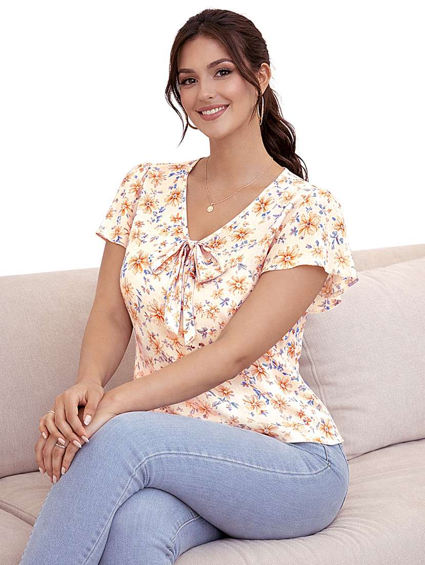 Women Printed Short Sleeves Regular Top - 22597804 -  Standard Image - 5