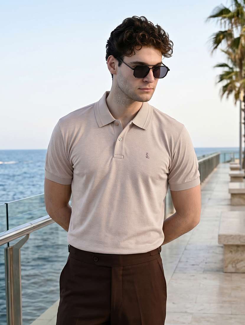 men solid short sleeves polo t-shirt