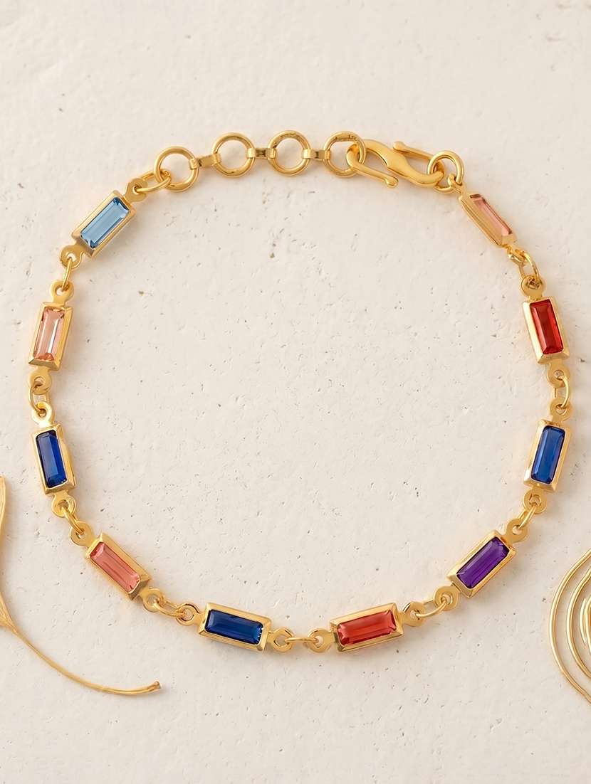 women gold plated semi precious stone bracelet
