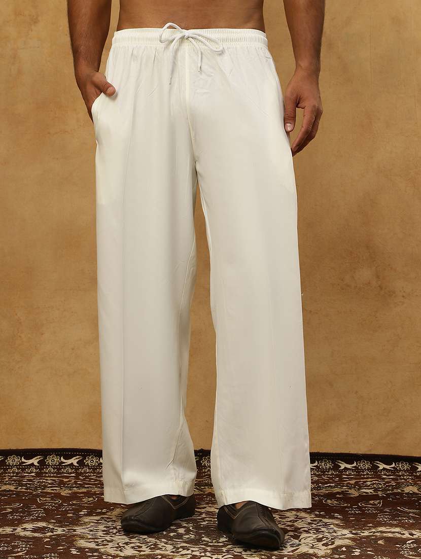 men solid mid rise flat front trouser