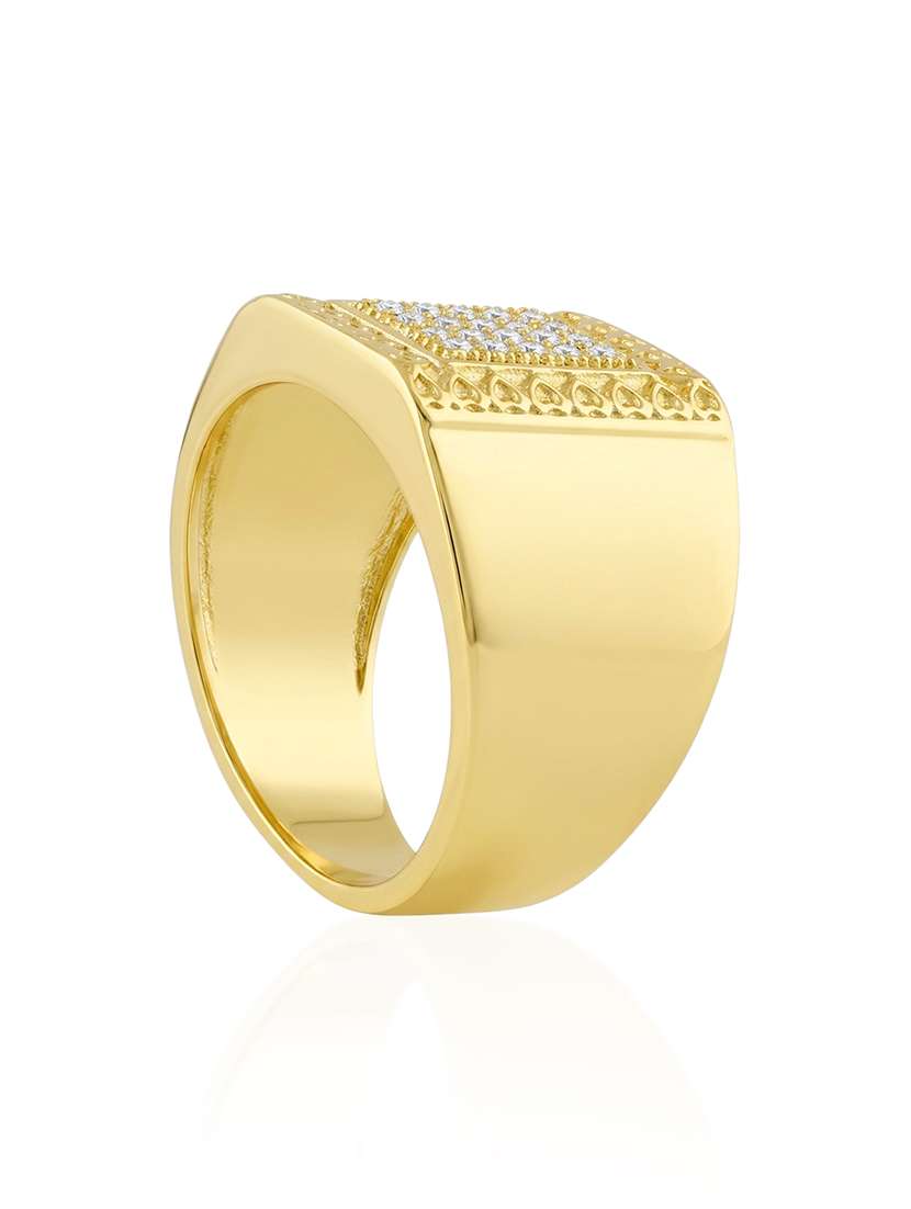 gold plated imitation diamond finger ring for men - 22597941 -  Standard Image - 3