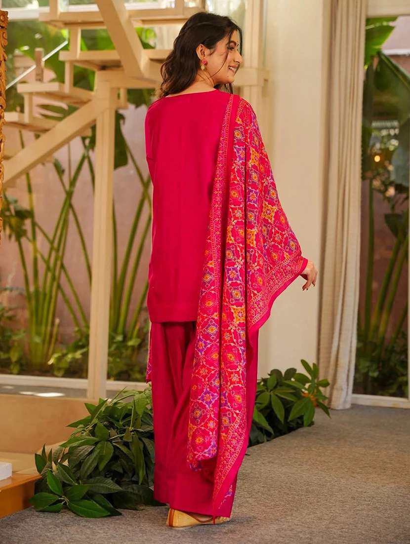 women solid long sleeves kurta salwar set - 22597946 -  Standard Image - 3
