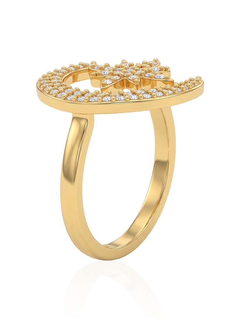gold imitation diamond crescent moon star finger ring for men and women  - 22597955 -  Standard Image - 3