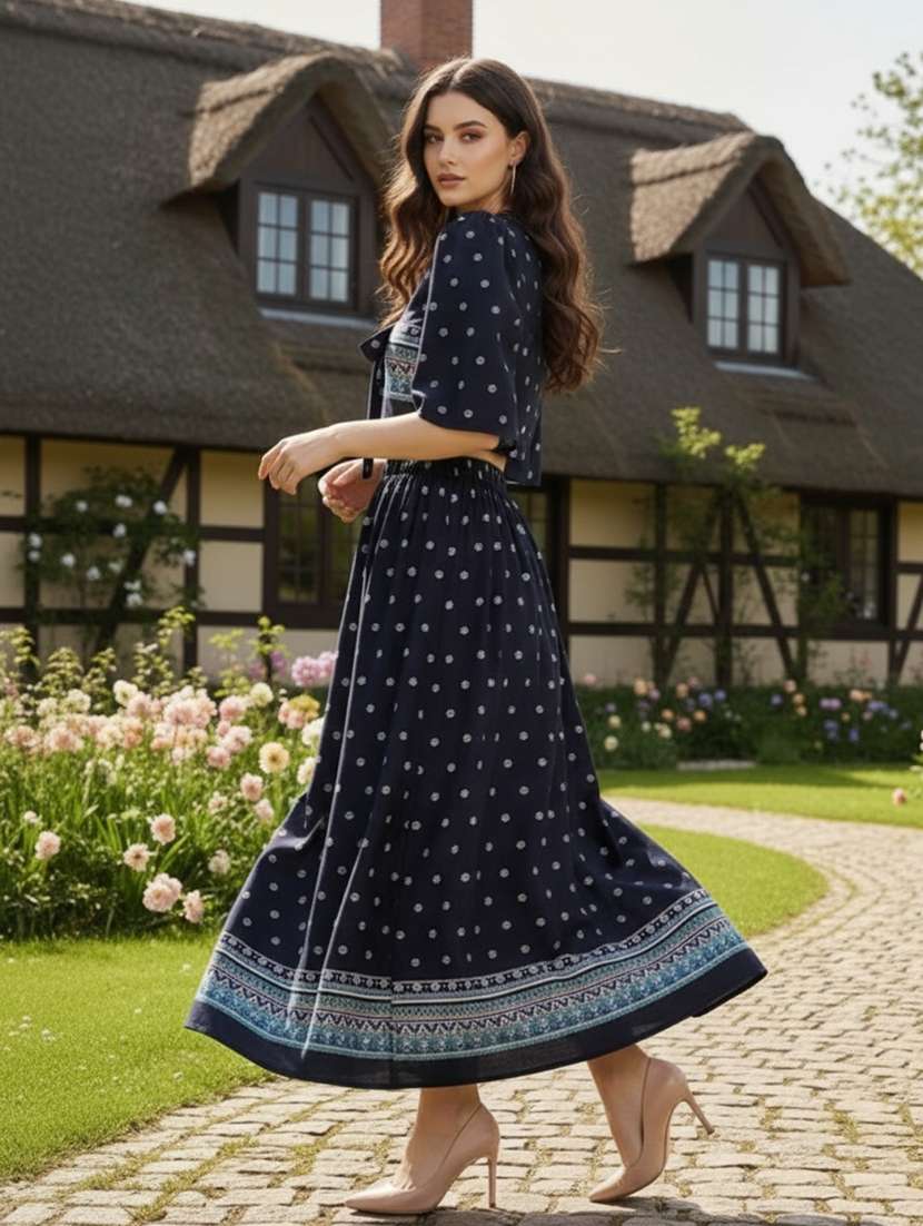 Women Printed Short Sleeves Top And Skirt Set - 22598069 -  Standard Image - 3