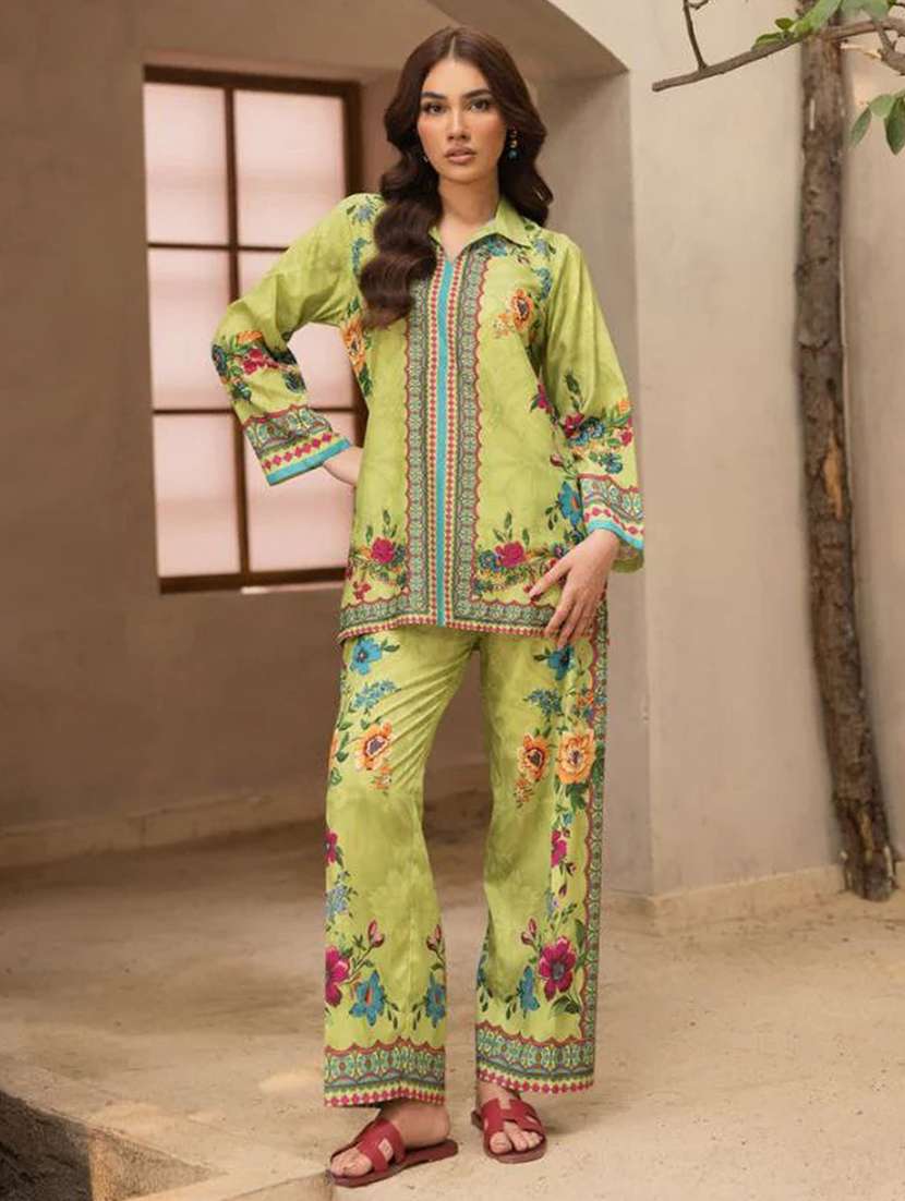 women printed long sleeves ethnic co-ord set