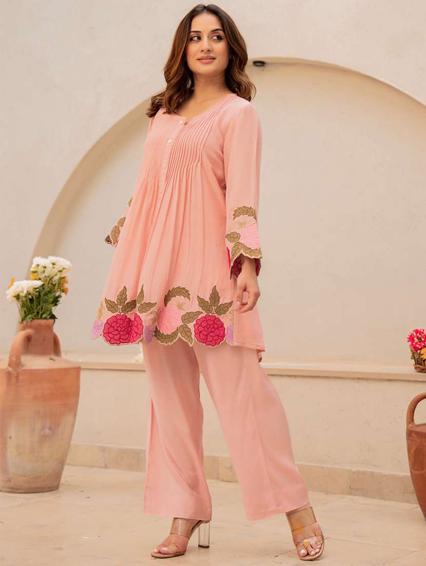 women embroidered long sleeves ethnic co-ord set - 22598082 -  Standard Image - 5