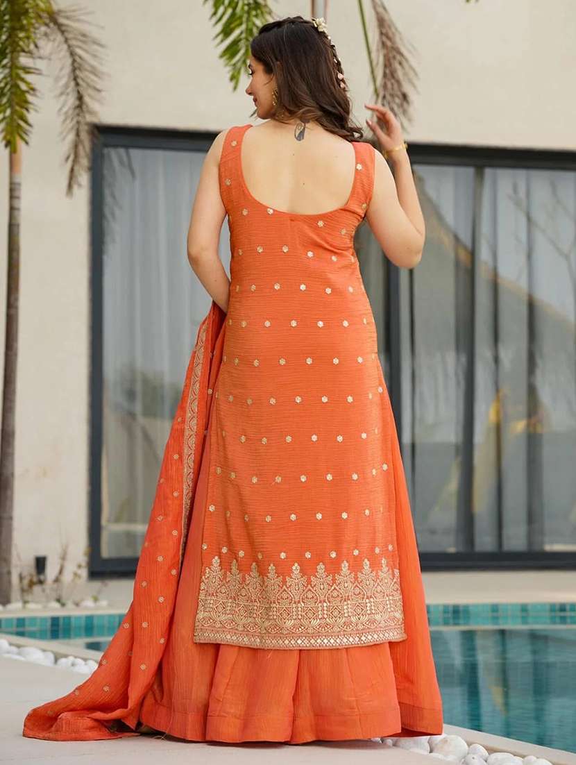 women embroidered sleeveless kurta palazzo set - 22598089 -  Standard Image - 3