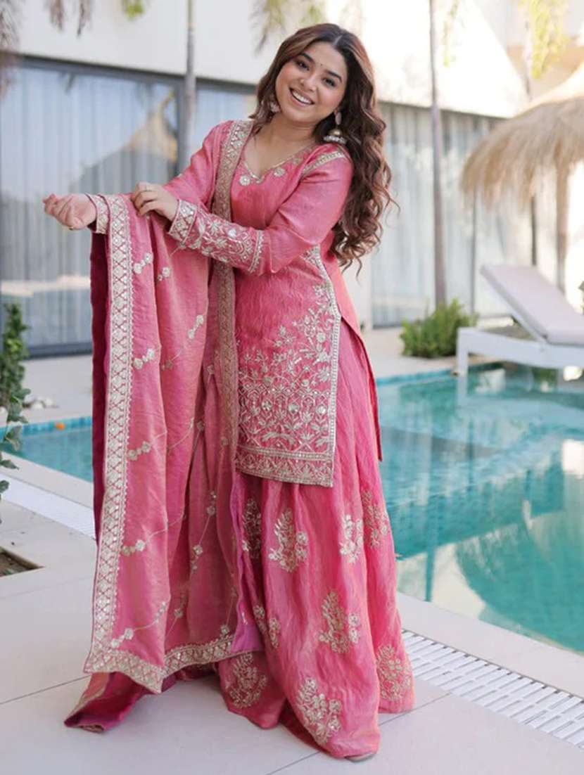 women embroidered long sleeves kurta palazzo set with dupatta - 22598092 -  Standard Image - 5