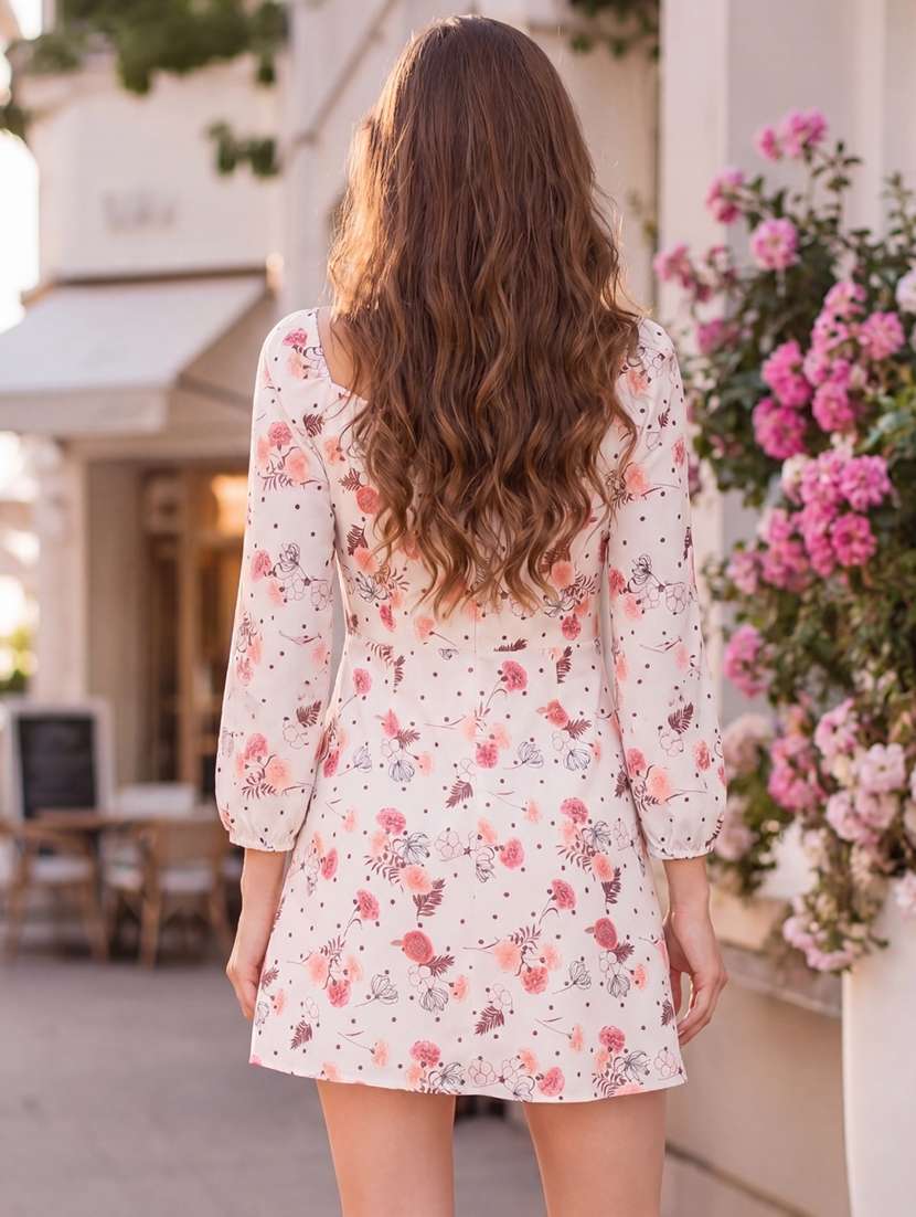 women printed long sleeves a-line dress - 22598125 -  Standard Image - 3