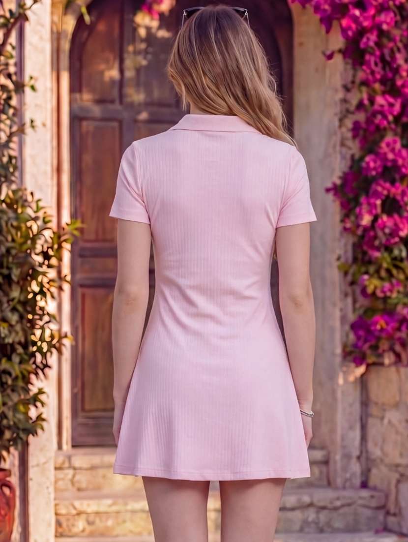 Women Self Design Short Sleeves A-line Dress - 22598129 -  Standard Image - 3