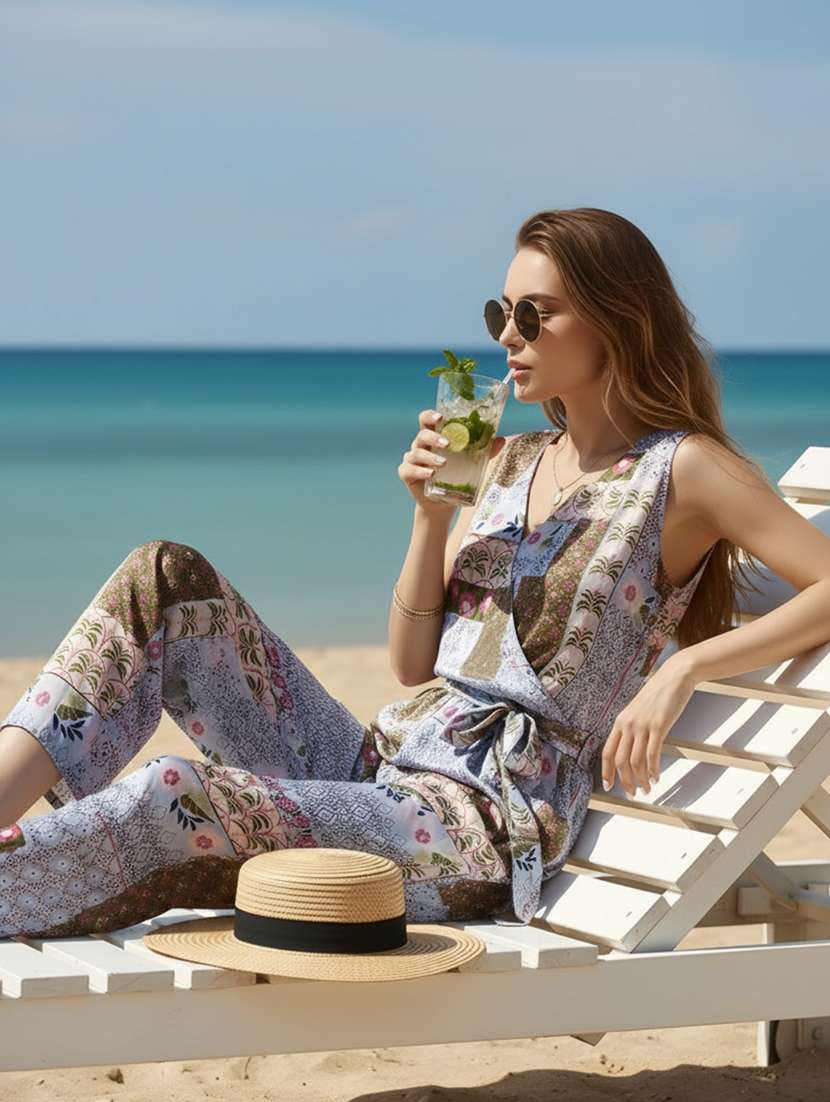 Women Printed Sleeveless Full Leg Jumpsuit - 22598137 -  Standard Image - 3