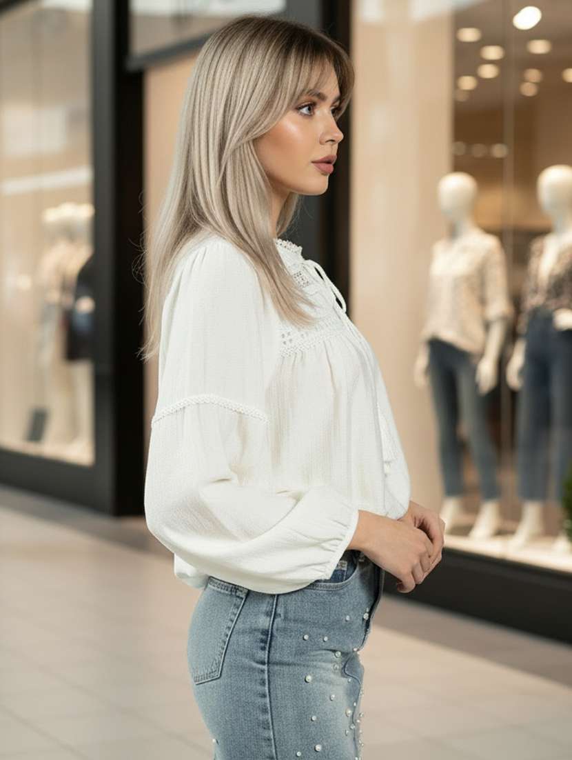 Women Solid With Work Long Sleeves Regular Top - 22598145 -  Standard Image - 3