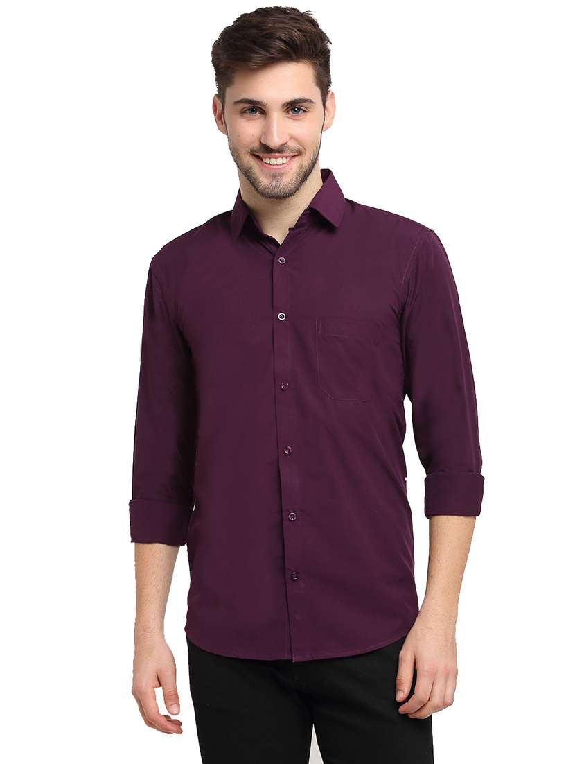 men solid long sleeves regular fit shirt