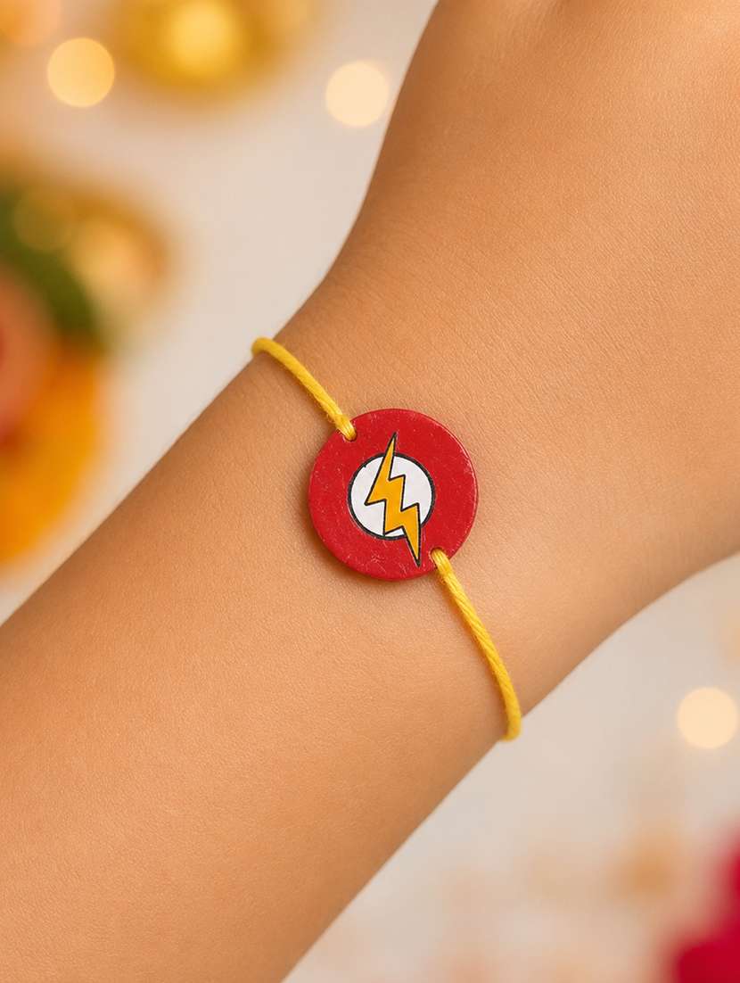 the magic wand trendy flash hand painted wooden rakhi