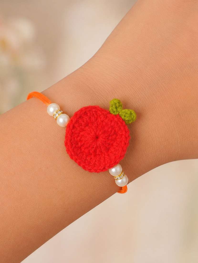 the magic wand trendy handcrafted crochet flower shaped rakhi