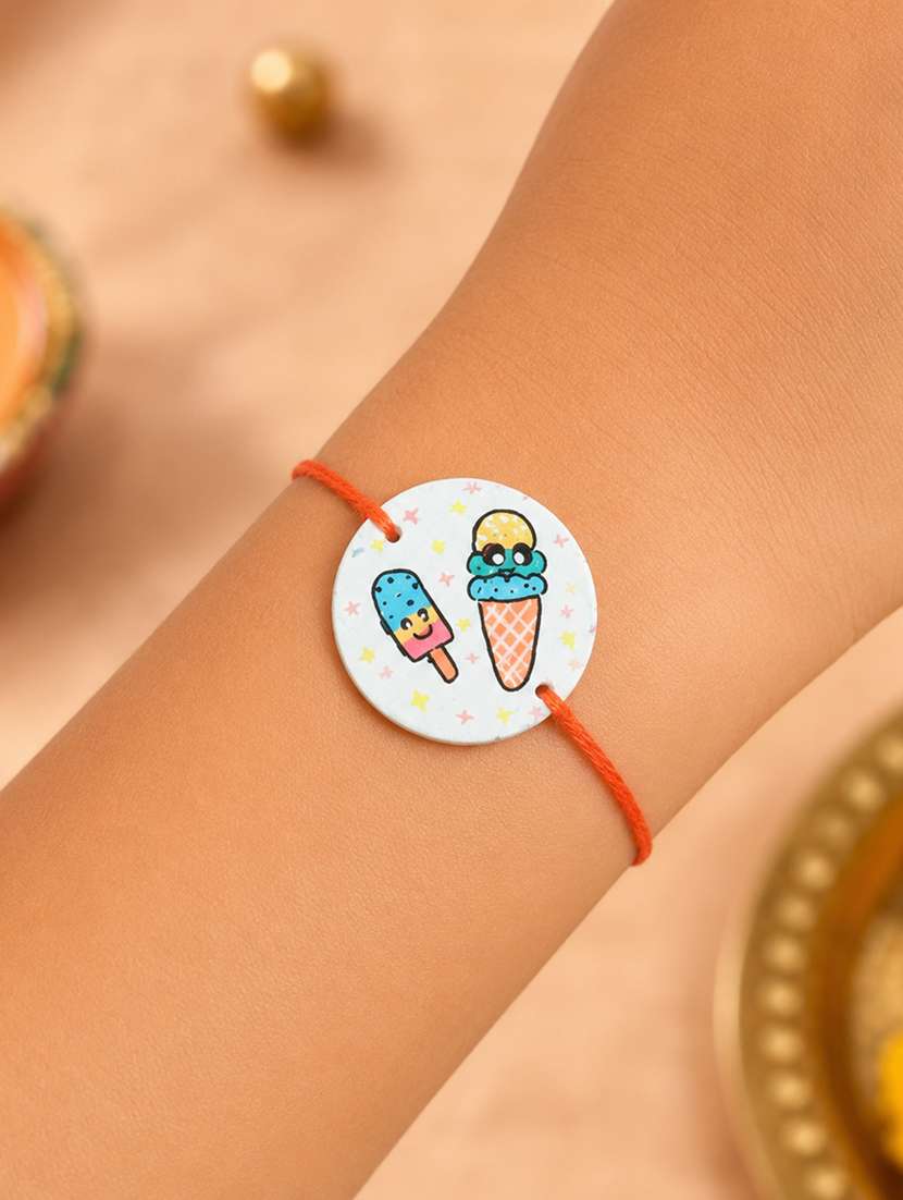 the magic wand cute ice cream hand painted wooden rakhi
