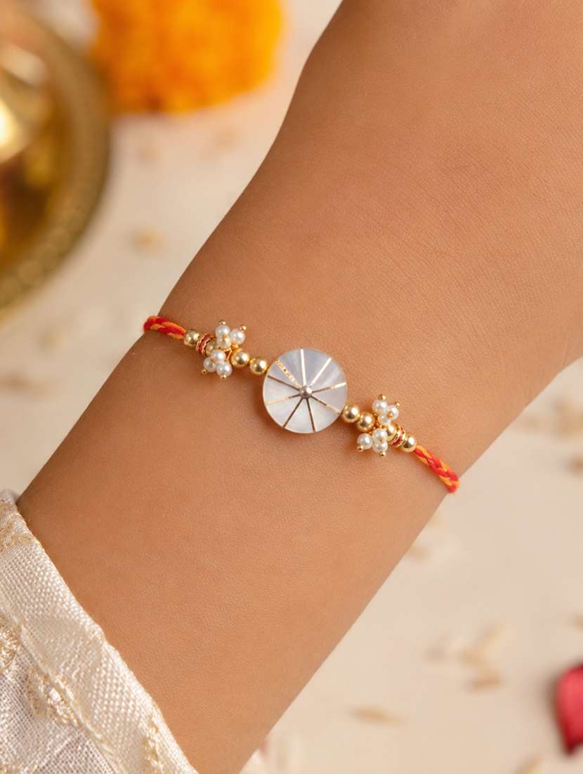 the magic wand trendy beaded ivory stone rakhi