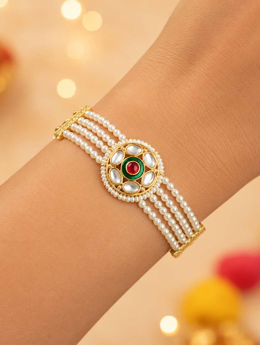 the magic wand traditional handmade mini pearl kundan bracelet rakhi