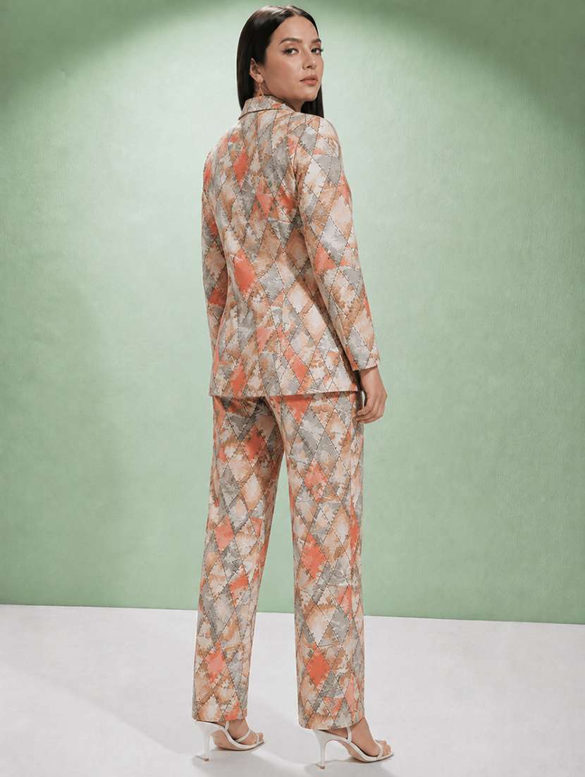 Women Printed Long Sleeve Blazer And Trouser Co-ord Set - 22598341 -  Standard Image - 3