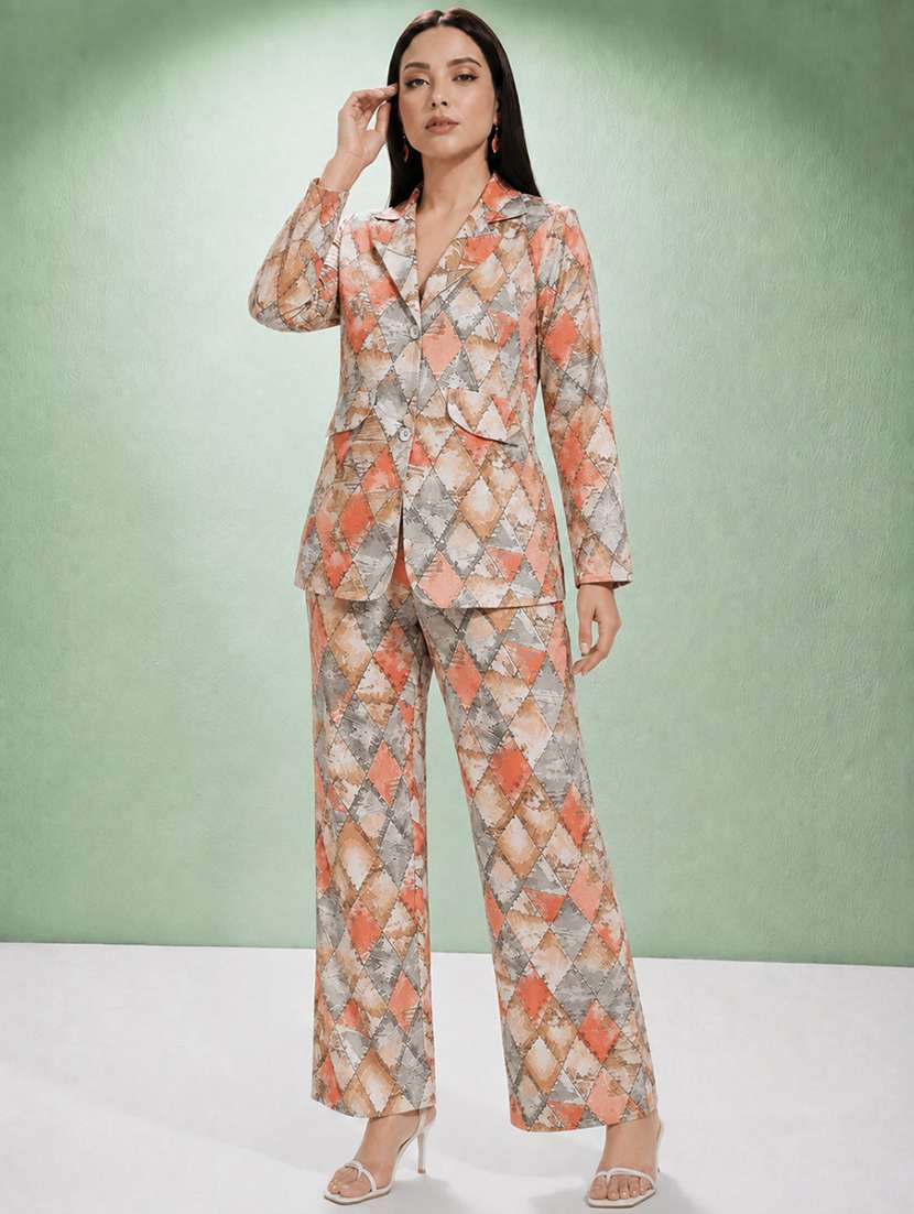 Women Printed Long Sleeve Blazer And Trouser Co-ord Set - 22598341 -  Standard Image - 5