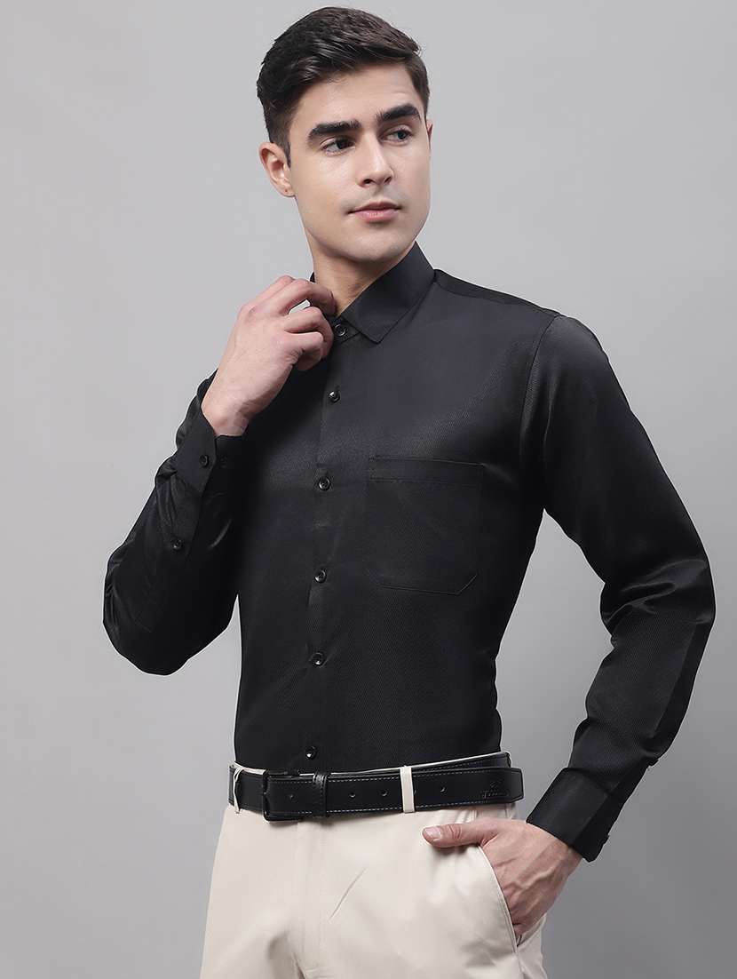 men solid long sleeves regular fit formal shirt
