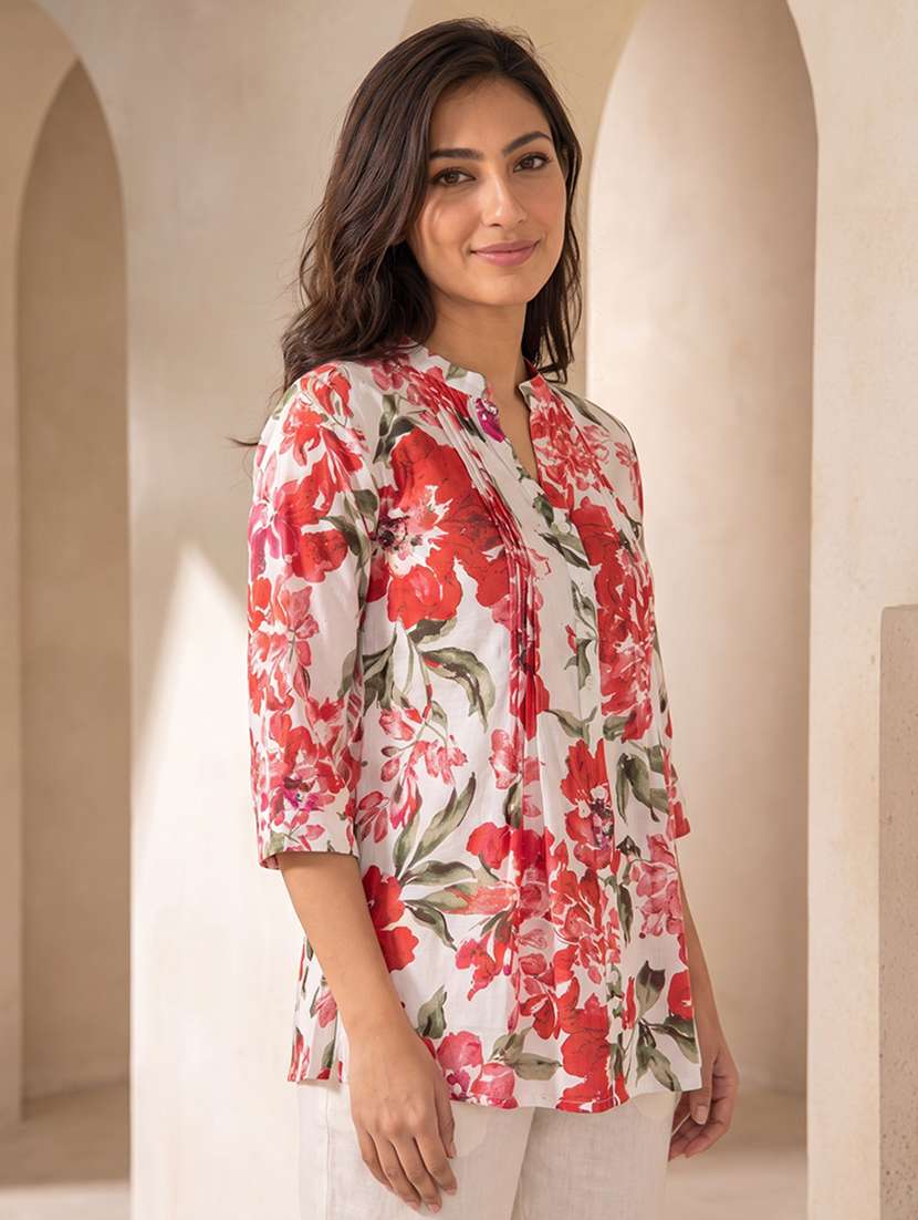 Women Printed Three Quarter Sleeves Regular Top - 22598370 -  Standard Image - 3