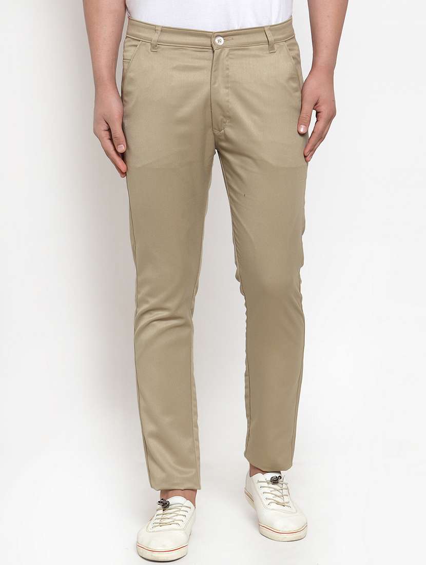men solid mid rise slim fit chinos