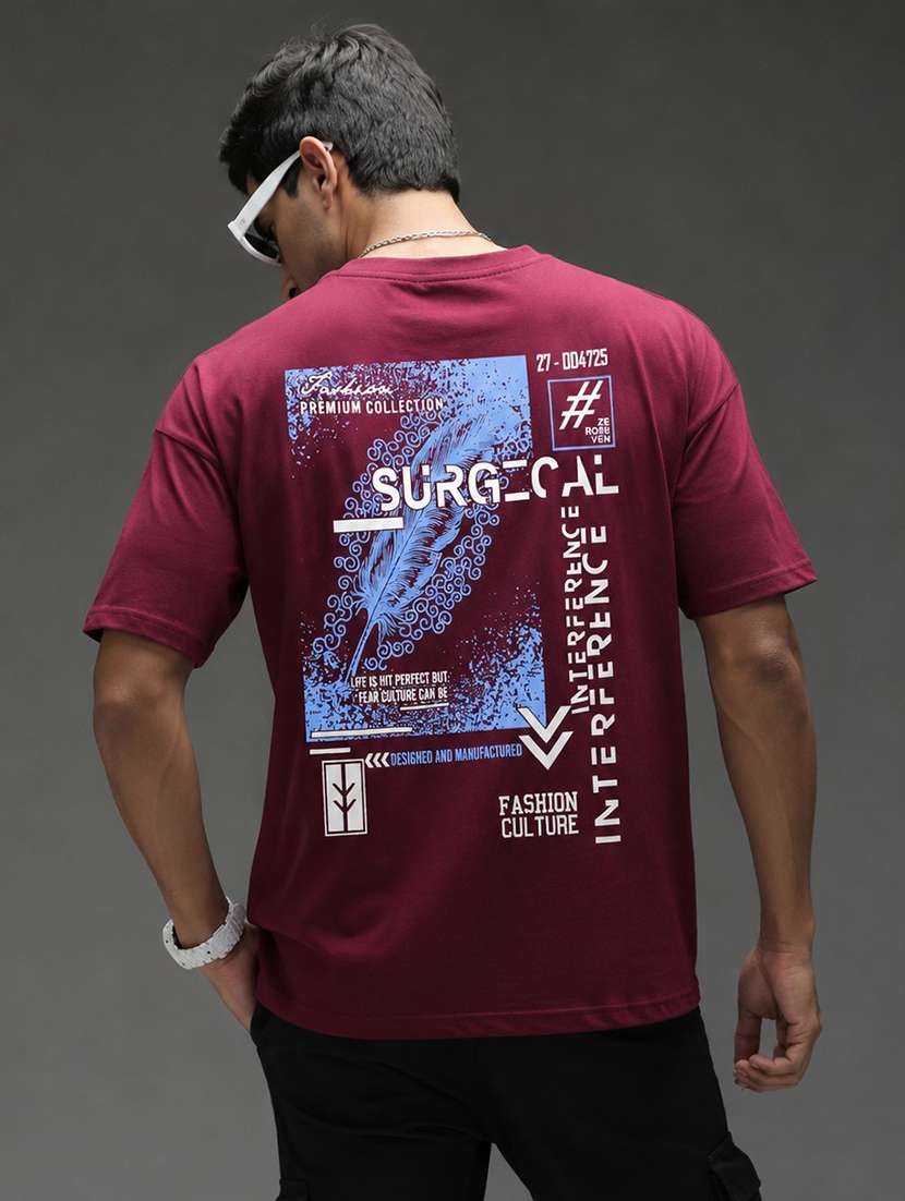 men printed short sleeves oversized t-shirt