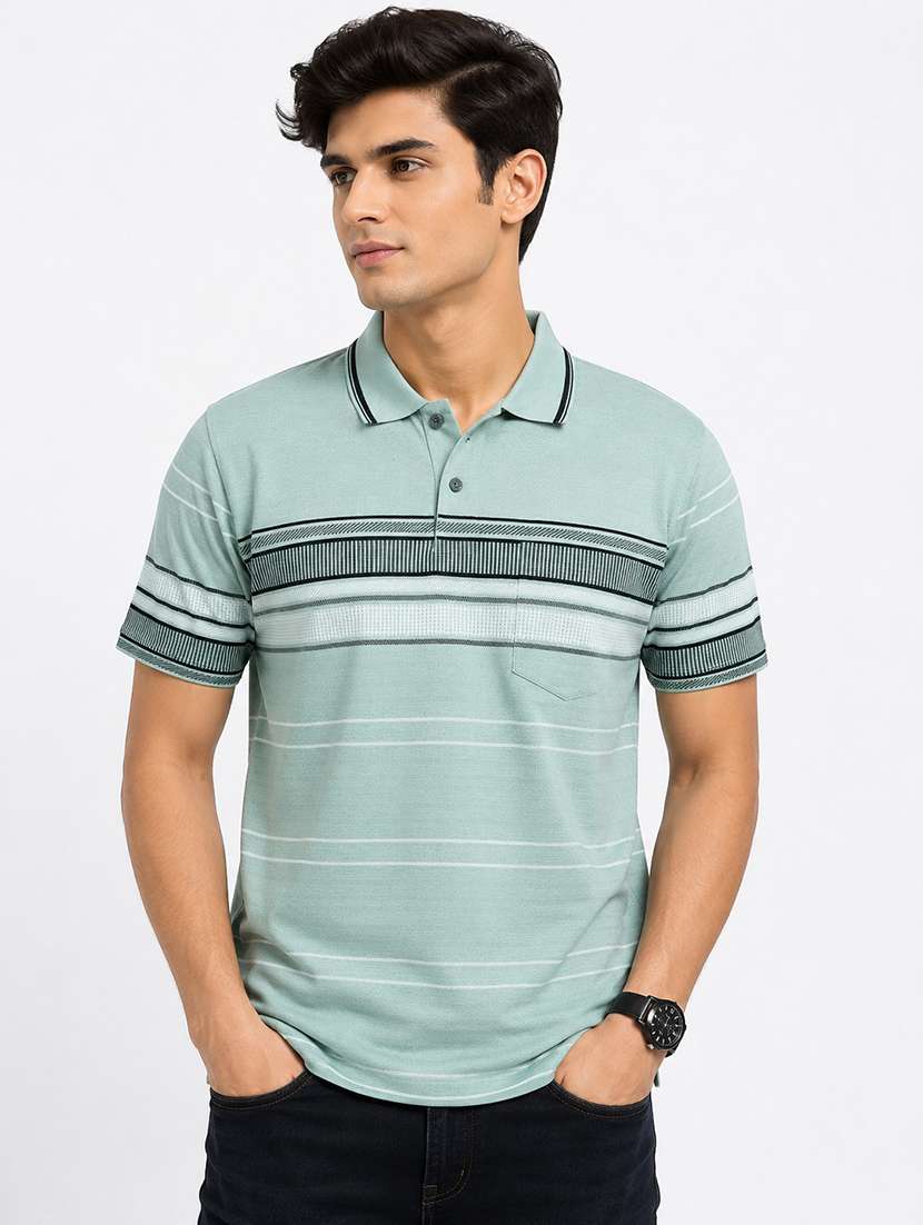 men printed short sleeves polo t-shirt