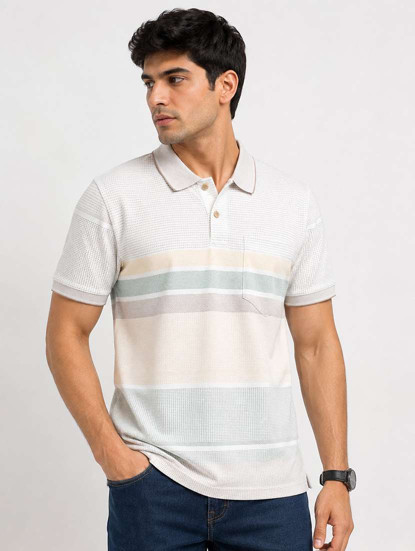 men printed short sleeves polo t-shirt