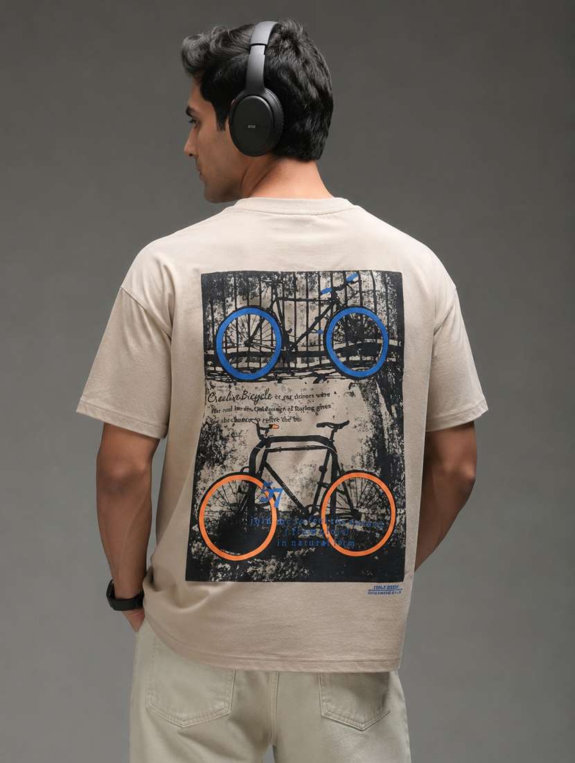 men printed short sleeves oversized t-shirt