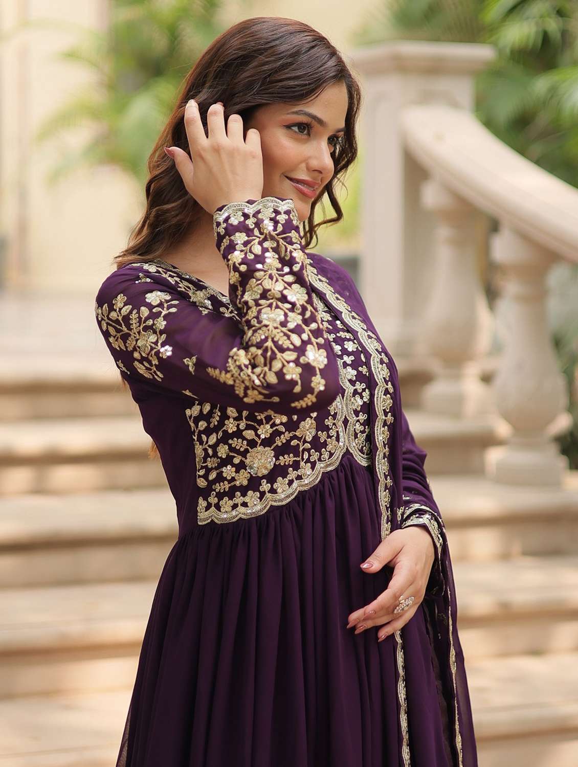 women embroidered long sleeves kurta dupatta set - 22598494 -  Standard Image - 3