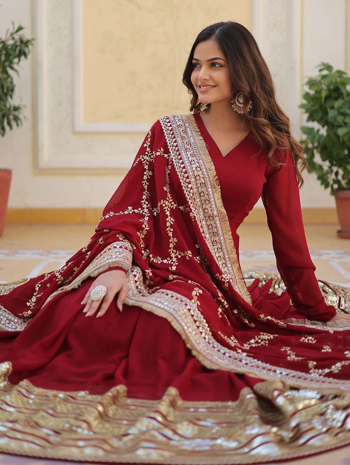 women embroidered long sleeves kurta dupatta set - 22598495 -  Standard Image - 3